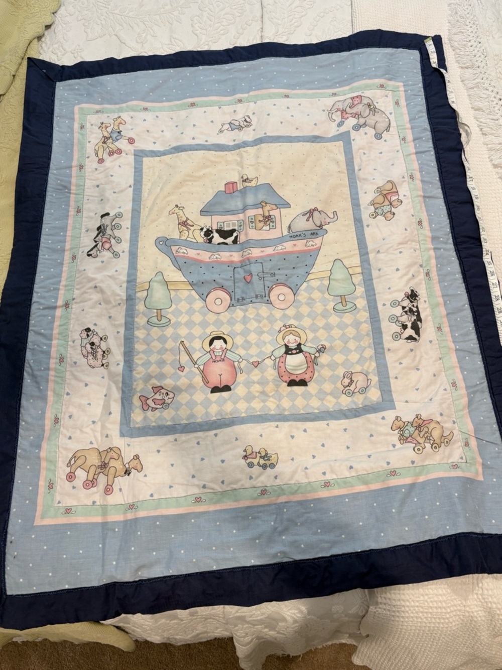 Handmade Vintage Noah's Ark Baby Quilt